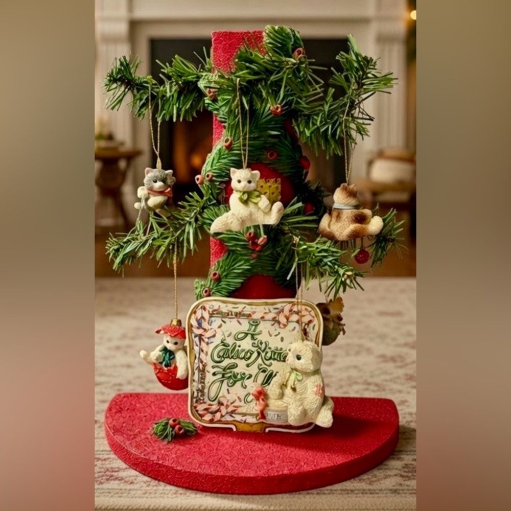 VTG ~ Calico Kittens Tree Stand ~ Set of 6 ~ Collectibles.